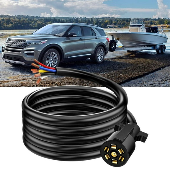 Nilight 12FT 7-Way Trailer Cord with 7 Pin Plug, Inline Blade Molded RV Cable Wire, Weather-Resistant & Corrosion-Resistant Design