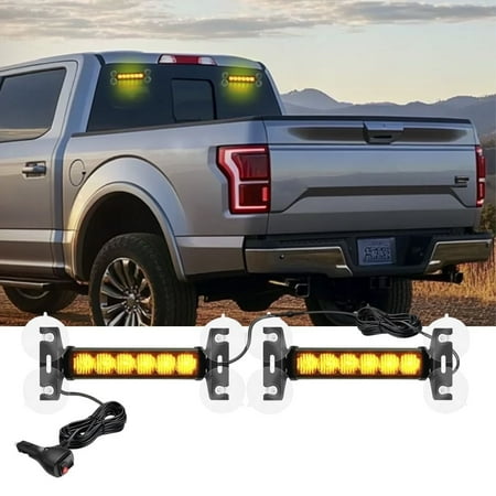 Nilight 12LED Emergency Strobe Advisor Light Bar 2 in 1 Amber Amber Dash Warning Safety Flashing Lights Front/Rear Windshield Construction Lights for Trucks Cars
