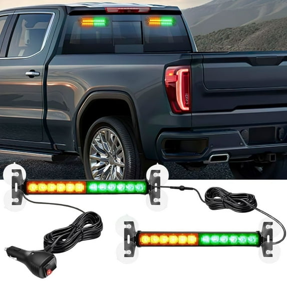 Nilight 12LED Emergency Strobe Advisor Light Bar 2 in 1 Amber Green Dash Warning Safety Flashing Lights Front/Rear Windshield Construction Lights for Trucks Cars