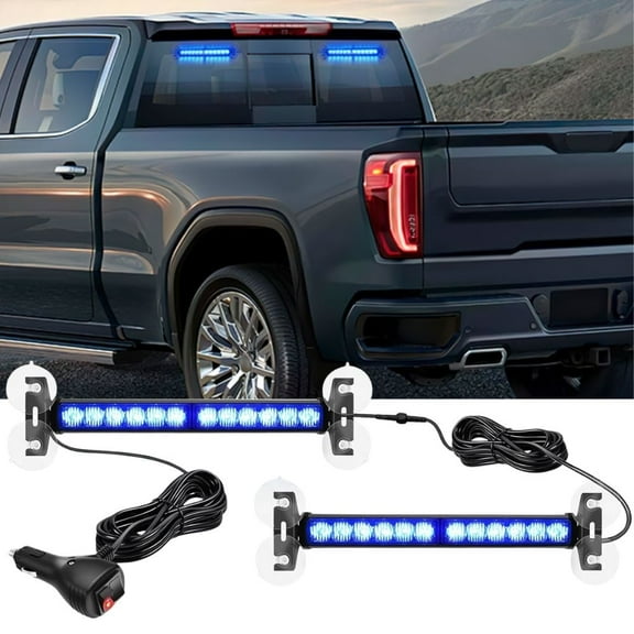 Nilight 12LED Emergency Strobe Advisor Light Bar 2 in 1 Blue Dash Warning Safety Flashing Lights Front/Rear Windshield Construction Lights for Trucks Cars