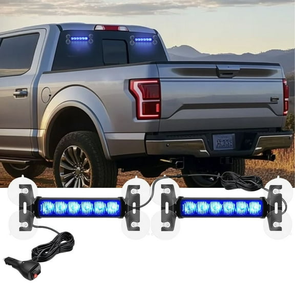 Nilight 12LED Emergency Strobe Advisor Light Bar 2 in 1 Blue Dash Warning Safety Flashing Lights Front/Rear Windshield Construction Lights for Trucks Cars