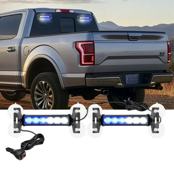 Nilight 12LED Emergency Strobe Advisor Light Bar 2 in 1 Blue White Dash Warning Safety Flashing Lights Front/Rear Windshield Construction Lights for Trucks Cars