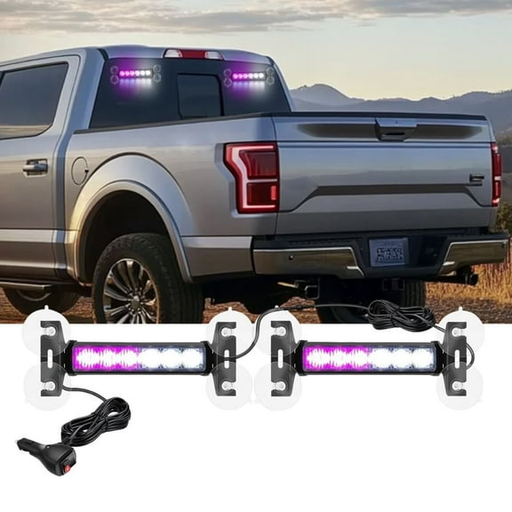 Nilight 12LED Emergency Strobe Advisor Light Bar 2 in 1 Purple White Dash Warning Safety Flashing Lights Front/Rear Windshield Construction Lights for Trucks Cars