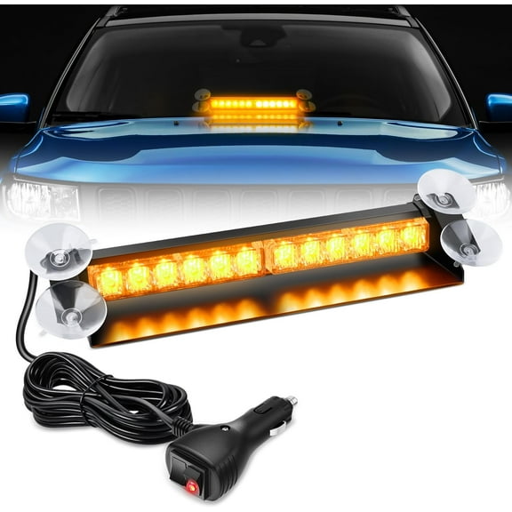 Nilight 12LED Traffic Advisor Strobe Light Bar Amber Emergency Warning Hazard Safety Dash Front/Rear Windshield Flashing Lights