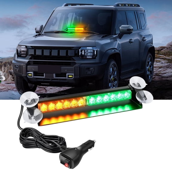 Nilight 12LED Traffic Advisor Strobe Light Bar Amber Green Emergency Warning Hazard Safety Dash Front/Rear Windshield Flashing Lights for Cars Trucks