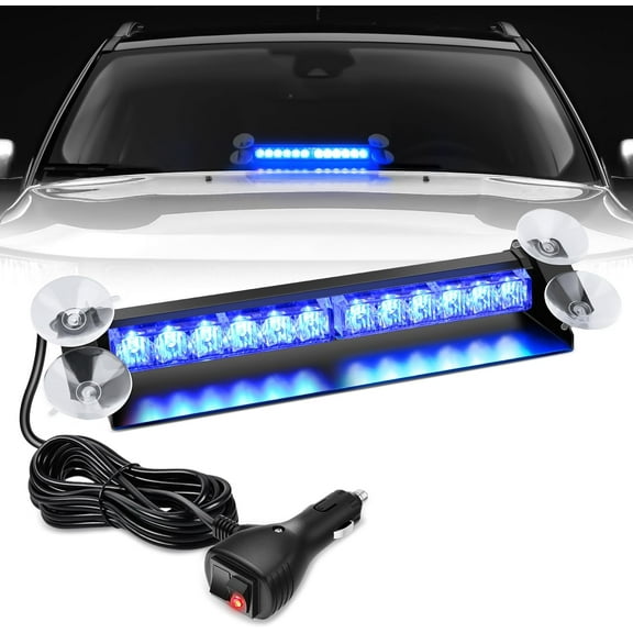 Nilight 12LED Traffic Advisor Strobe Light Bar Blue Emergency Warning Hazard Safety Dash Front/Rear Windshield Flashing Lights