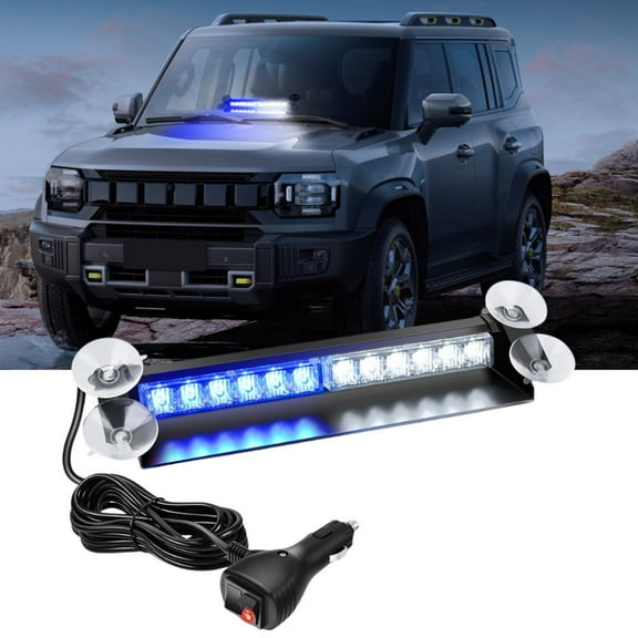 Nilight 12LED Traffic Advisor Strobe Light Bar Blue White Emergency Warning Hazard Safety Dash Front/Rear Windshield Flashing Lights for Cars Trucks