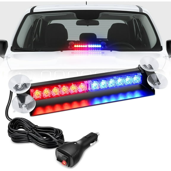 Nilight 12LED Traffic Advisor Strobe Light Bar Red Blue Emergency Warning Hazard Safety Dash Front/Rear Windshield Flashing Lights
