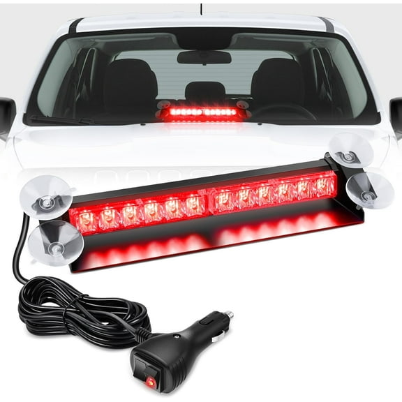 Nilight 12LED Traffic Advisor Strobe Light Bar Red Emergency Warning Hazard Safety Dash Front/Rear Windshield Flashing Lights