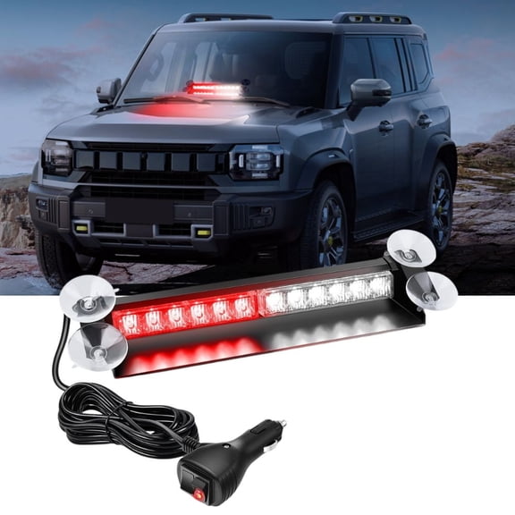 Nilight 12LED Traffic Advisor Strobe Light Bar Red White Emergency Warning Hazard Safety Dash Front/Rear Windshield Flashing Lights for Cars Trucks