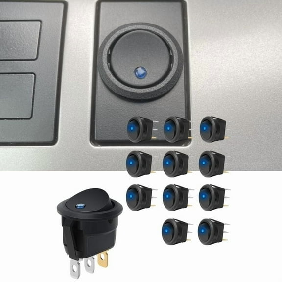 Nilight 12Pcs 12V Blue Round Toggle Led Switch 20A 12V DC on/off SPST for Car Truck Rocker on-off Control Blue Green Yellow Red