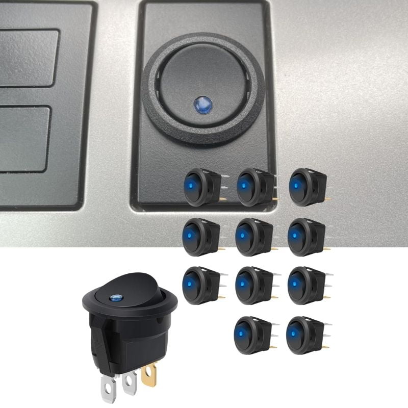 Nilight 12Pcs 12V Blue Round Toggle Led Switch 20A 12V DC on/off SPST ...