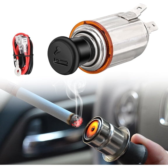Nilight 12V Cigarette Lighter Car Replacement Socket with Terminals Wires Built-in Fuse auto Cigarette Lighter Adapter Push Button car Accessory Replacement Plug for Car Truck RV ATV UTV Marine Boat