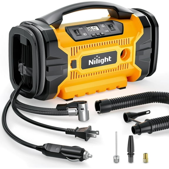 Nilight 12V Portable Air Compressor Tire Inflator AC/DC Dual Power Sources Tire Pump 160PSI Dual Motors Fast Inflate Auto Shutoff Air Pump for Cars&Inflatables Inflation/Deflation