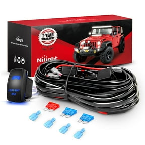 Nilight 16AWG Wiring Harness Kit-2 Leads LED Light Bar 12V On/Off 5 Pin Rocker Switch Power Relay Blade Fuse for Jeep Boat Trucks