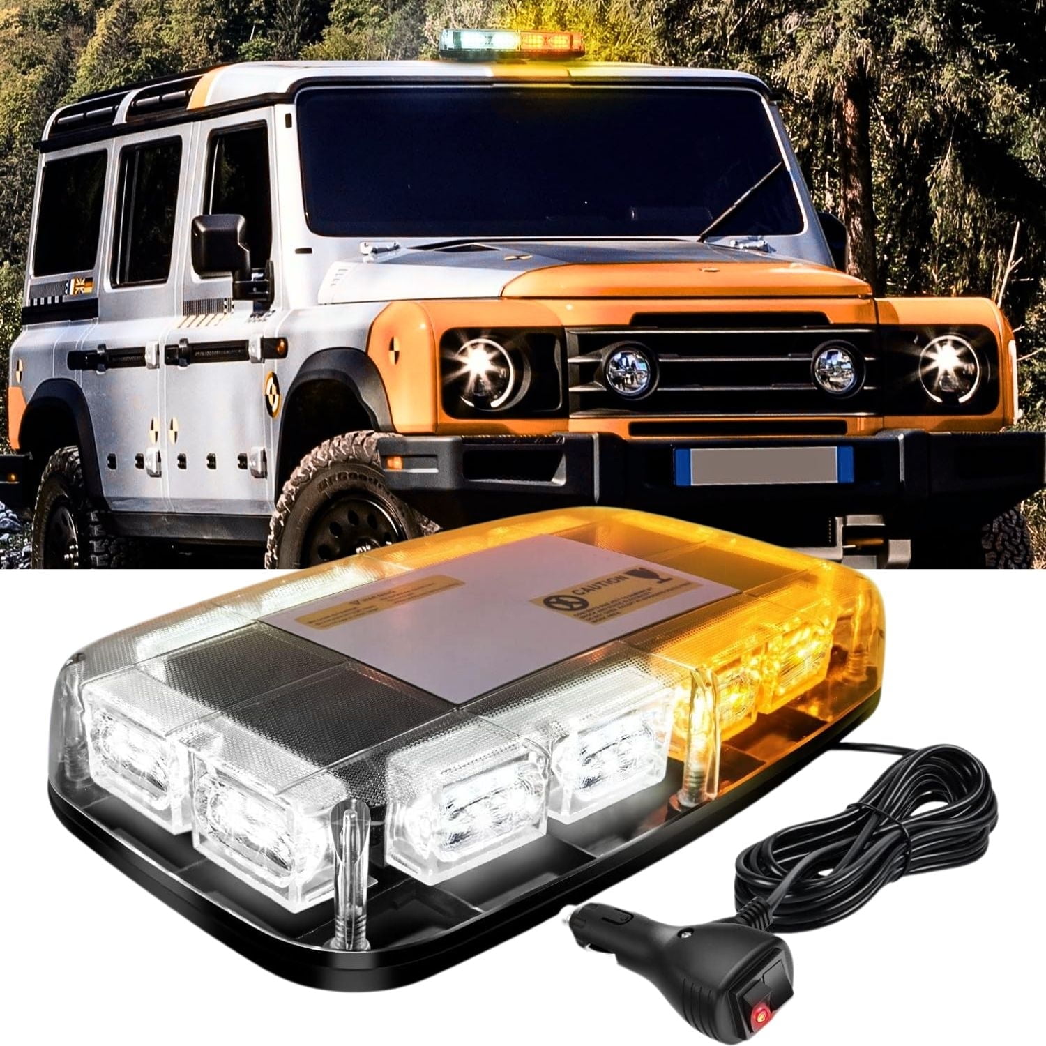 Nilight Roof Top Strobe Lights 48LED Magnetic 12V-24V Offroad Emergency Warning Light Bar for Cars Trucks Tractors Snow Plows