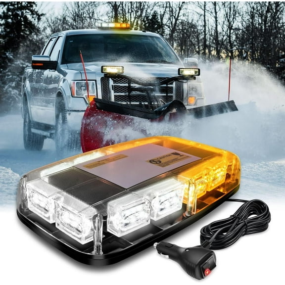 Nilight 12inch Roof Top Strobe Lights, 48Led Hazard Light Emergency Safety Warning Led Flashing Light Bar Magnetic Mount, 12V-24V Cars Trucks Tractors Snow Plows Construction