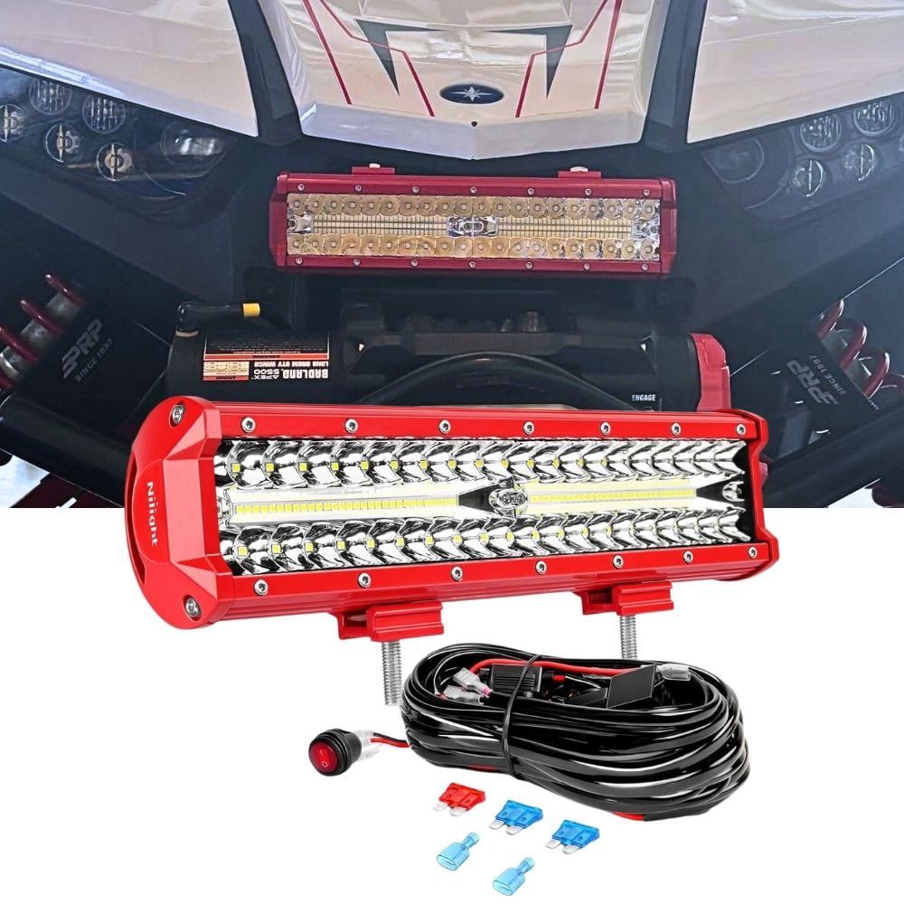Nilight 12inch Triple Row Spot Flood Combo Lights Bar with Wiring Harness Kit for Fog Light Driving Light Work Light on Off-Road Truck SUV ATV UTV