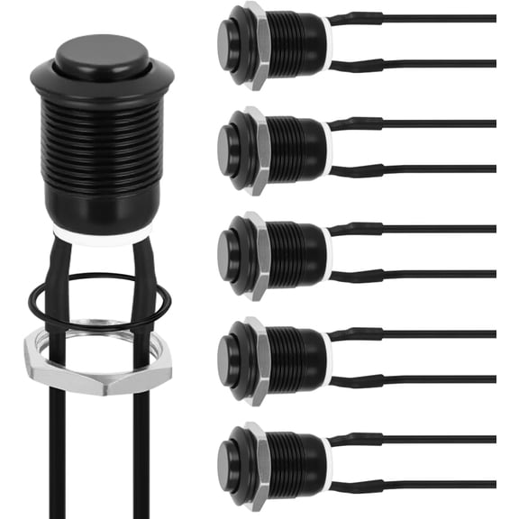 Nilight 12mm Momentary Push Button Switch 6PCS with Pre Wired Harness 12V Waterproof Black Metal Small Round Power Push Button Switches 2 Pin for Car Automotive Truck Boat Marine Off-Road Vehicle