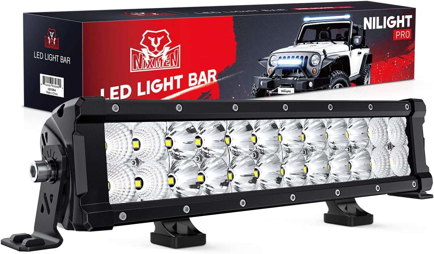 Nilight 13.5 Inch LED Light Bar 120W Flood Spot Combo Beam 14400LM IP68 Offroad Lighting LED Driving Lamp for Pickup Truck SUV ATV UTV Boat 4x4 Jeep