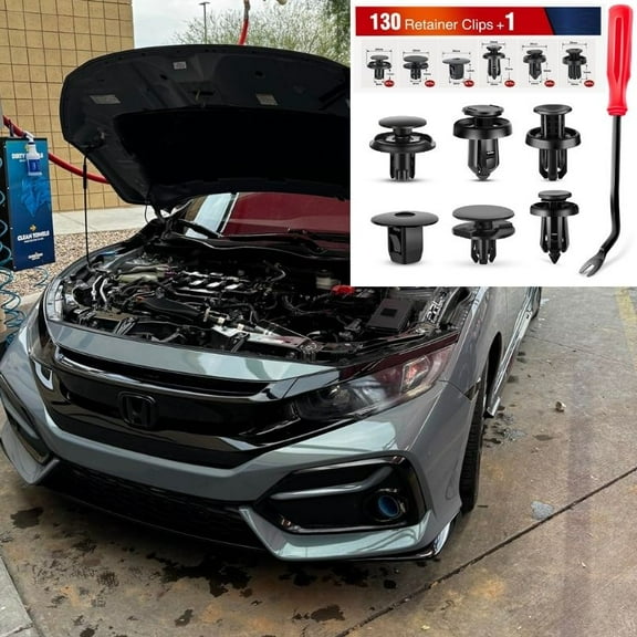 Fender Liner Retainer Clips, Front Bumper Fastener, Push-Type Plastic Rivet,Compatible with Honda Acura Accord Civic CR-V Fit Odyssey - 131PCS