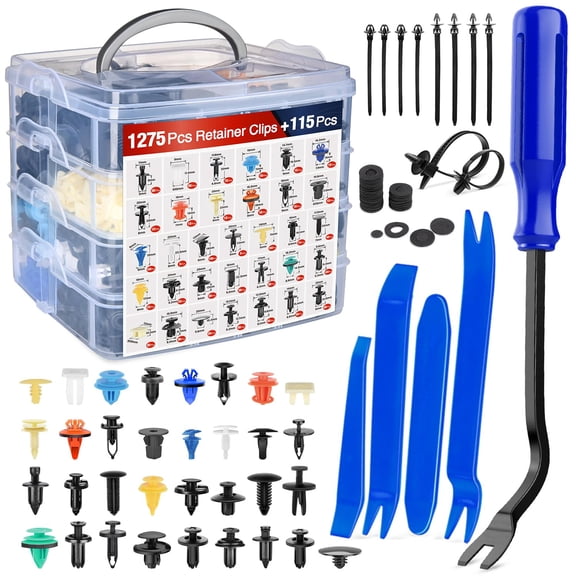 Nilight 1390Pcs Car Push Retainer Clips Auto Fasteners Kit Included 33 Most Popular Sizes Nylon Bumper Fender Rivets with 1 Fasteners Remover 10 Cable Ties for Toyota GM Ford Honda Chevy