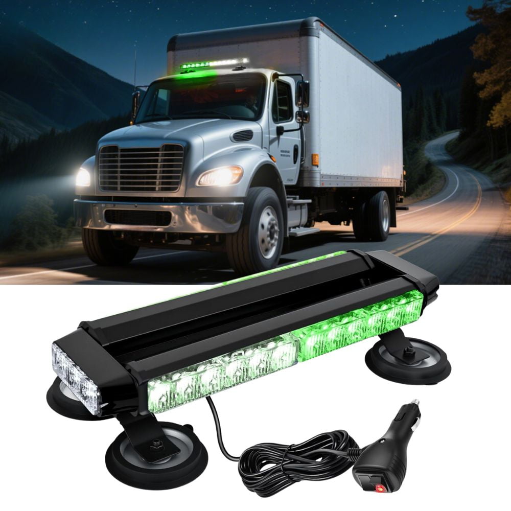 Nilight 14.5" 30LED Strobe Light Bar Double Side Rooftop Emergency Flashing Lights Green White Safety Warning Hazard Light Bars with Magnetic Base for Trucks Pickup