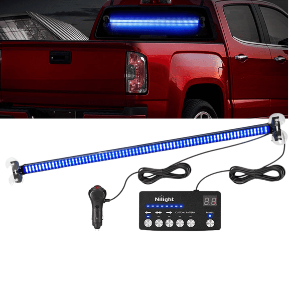 Nilight 144LED Strobe Light Bar with Controller Blue Interior Front/Rear Windshield Flashing Lights for Cars Plow Trucks