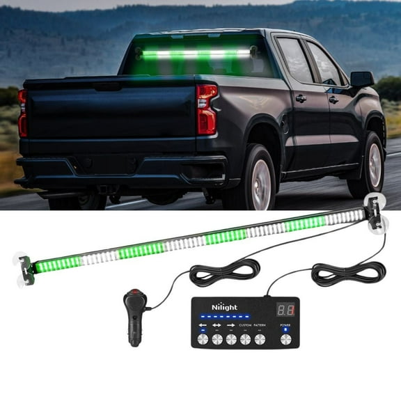 Nilight 144LED Traffic Advisor Strobe Light Bar with Green White Emergency Warning Lights Hazard Interior Front/Rear Windshield Flashing
