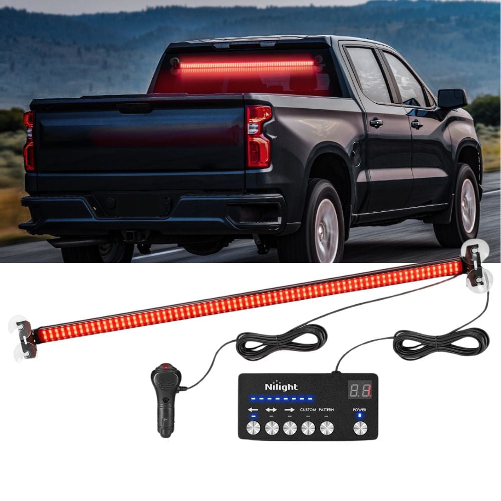 Nilight 144LED Traffic Advisor Strobe Light Bar with Red Emergency Warning Lights Hazard Interior Front/Rear Windshield Flashing