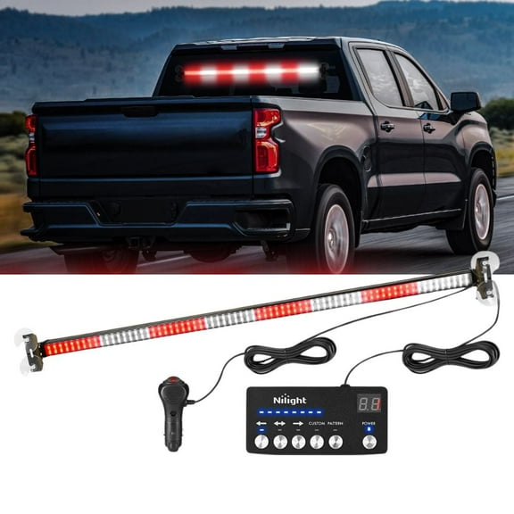 Nilight 144LED Traffic Advisor Strobe Light Bar with Red White Emergency Warning Lights Hazard Interior Front/Rear Windshield Flashing