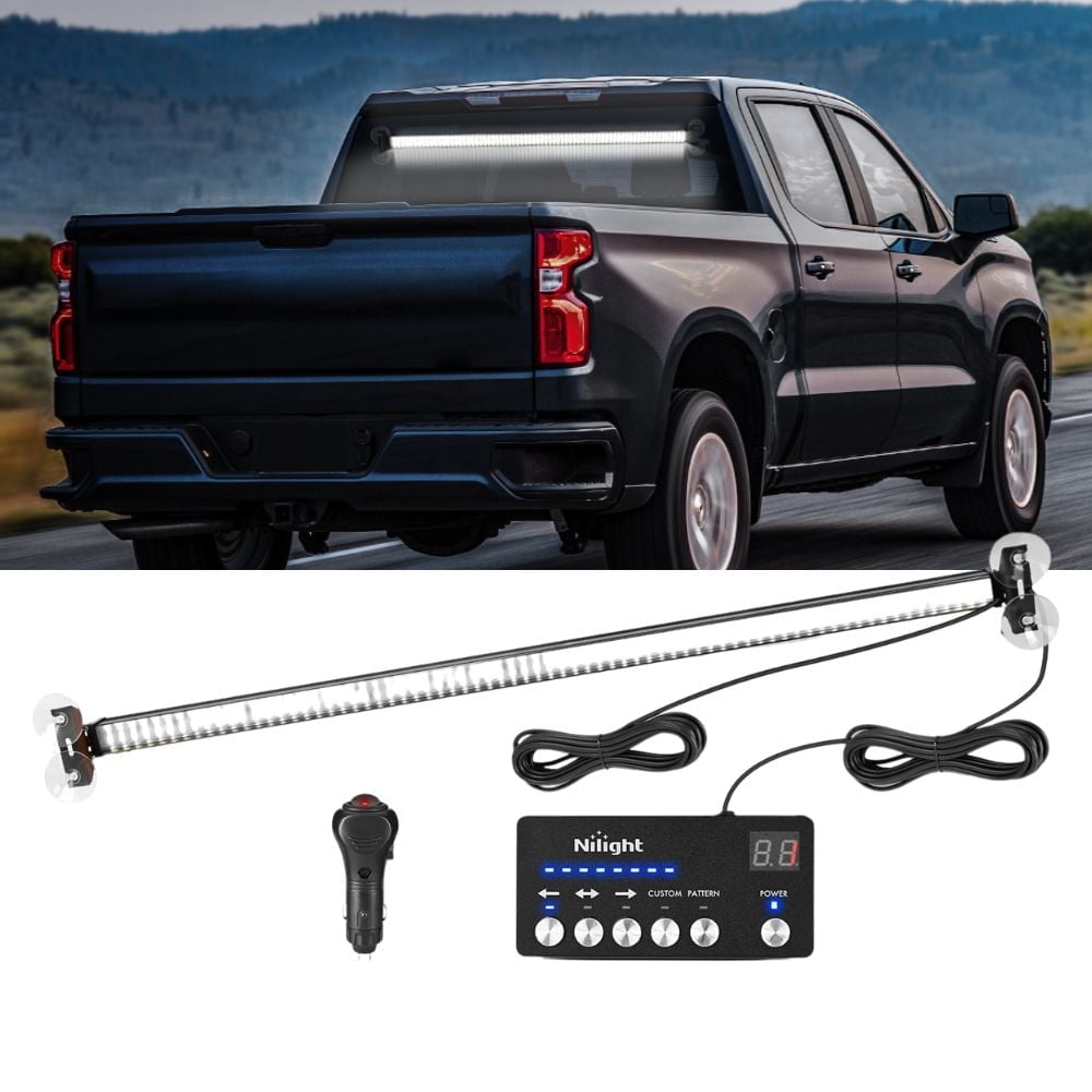 Nilight 144LED Traffic Advisor Strobe Light Bar with White Emergency Warning Lights Hazard Interior Front/Rear Windshield Flashing