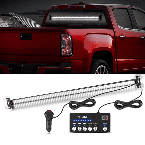 Nilight 144LED Warning Light Bar with Controller White High Visibility Interior Front/Rear Windshield Flashing for Vehicles