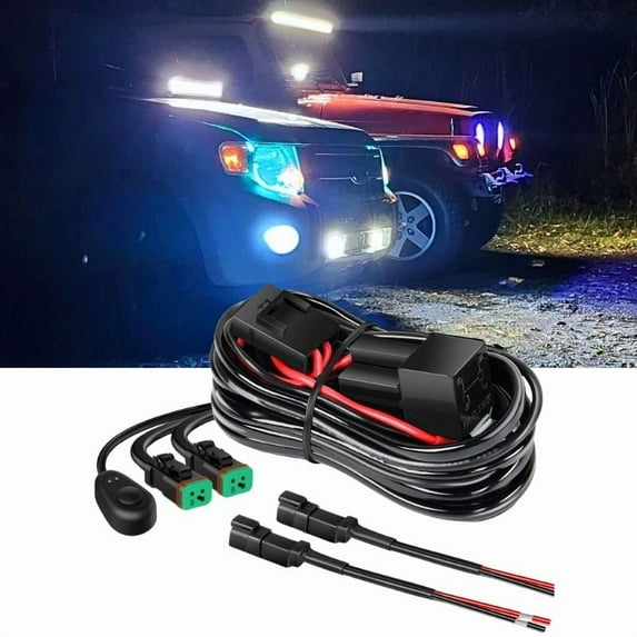 14AWG 11.5" Spotlight DT Connector Wiring Harness Kit LED Light Bar 12V On Off Switch Power Relay Blade Fuse for Off Road Lights LED Work Light 2 Lead