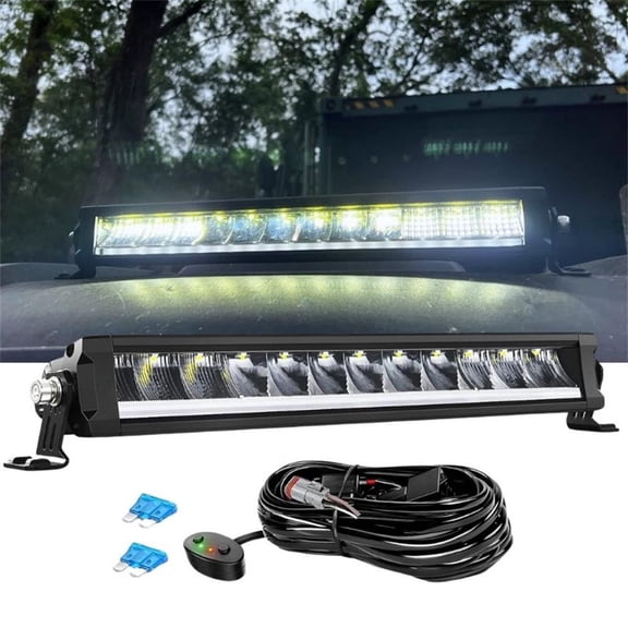 Nilight 15.5" Single Row Led Light Bar 60W 6650LM Anti-Glare Flood Spot Combo DRL Offroad Slim Light Bar w/ 16AWG DT Wiring Kit for SUV ATV UTV Boat