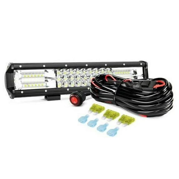 Nilight 15Inch Triple Row Flood Spot Combo Beam LED Light Bar and 1PC 16AWG Wiring Harness Kit - 2 Leads, 2 Years Warranty
