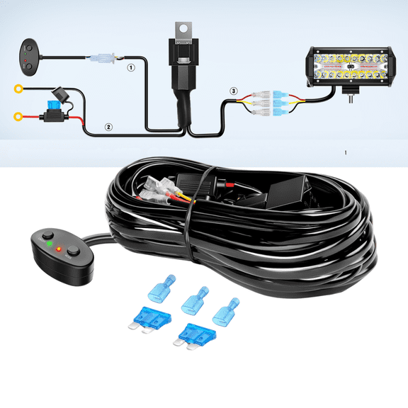 Nilight 16AWG 10-Foot LED Light Bar Wiring Harness Kit Designed Exclusively for 6-Mode Amber/White Strobe Work Lights with Memory, Reset & On/Off Control (12V DC, 180W Max)
