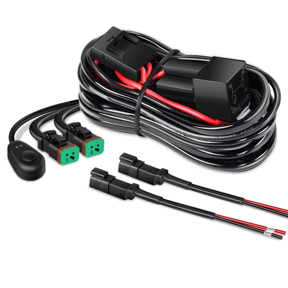 Nilight DT Wiring Harness Kit for LED Light Bars 12V On/Off Switch, Power Relay, Blade Fuse - 2 Leads