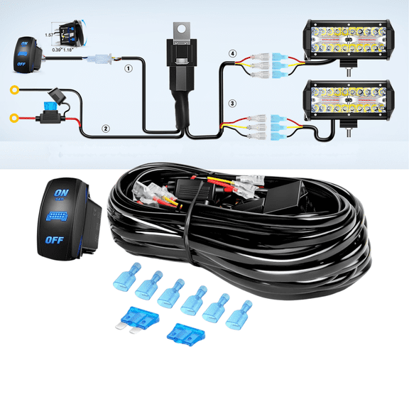 Nilight 16AWG Dual-Output LED Strobe Light Wiring Harness Kit 8-Pin Mode Control Switch for Amber/White 6-Mode LED Bars, 12V DC, IP67 Waterproof, 180W Max Load