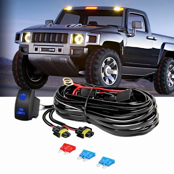Nilight 16AWG Fog Light Wiring Harness Kit 12V Heavy Duty 5PIN Rocker Switch Relay Blade Fuse Fog Light Socket Connector Compatible with 9005 9006 9140 9145 HB3 H10 Fog Light Bulbs