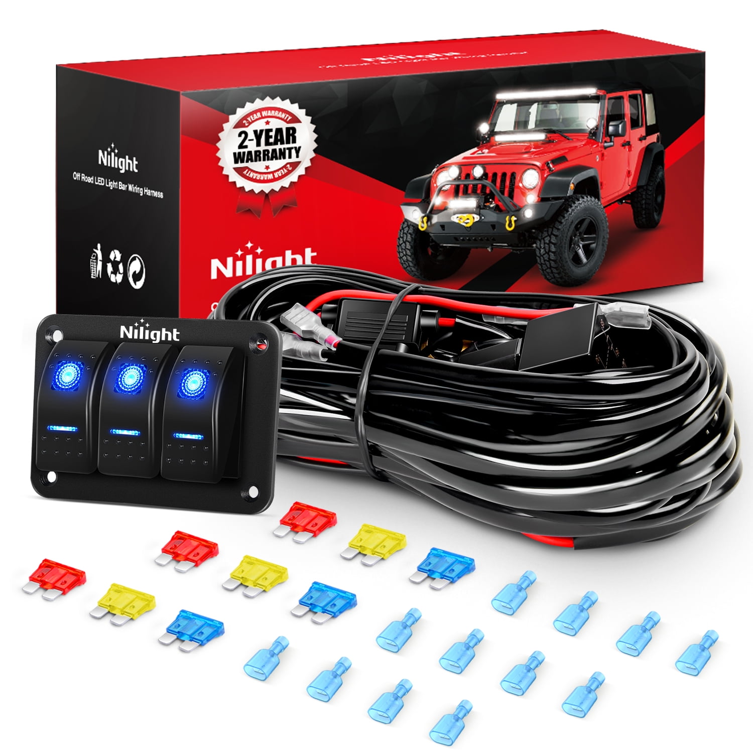 Nilight ZH303 LED Light Pods - 2PCS 6.5 Inch 120W Spot Flood Combo With Wiring Harness
