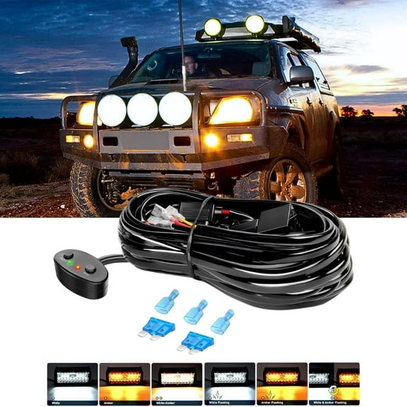 Nilight 16AWG Wiring Harness Kit 1 Lead Specially Customized for 6 Modes Amber White Strobe Light Bar off Road Led Work Light 12V on off Switch Remember Function Reset Function