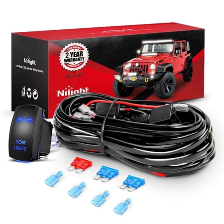 Nilight 16AWG Wiring Harness Kit 12V 5Pin Laser On off REAR LIGHTS Rocker Switch-2 Connector, 2 Years Warranty