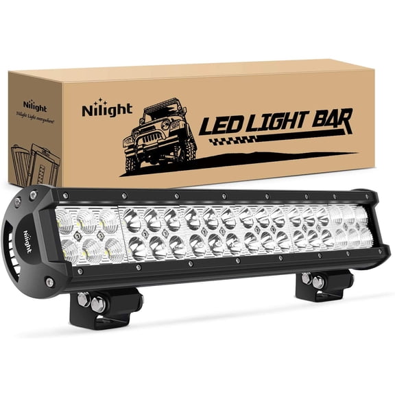 Nilight 17" 108W LED Light Bar, Spot Flood Combo Beam, IP67 Waterproof, Adjustable Mounting Bracket