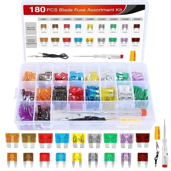 Nilight Car Fuses Kit, 180 PCS, Standard Mini Blade, 5A-40A, Includes ...