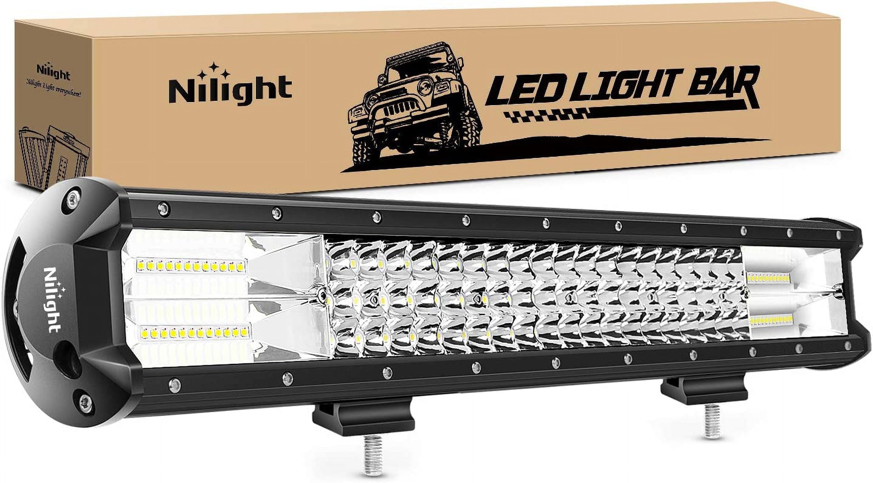 Nilight - 18004C-A LED Light Bar 20Inch 288w Triple Row Flood Spot Combo 28800LM Led Bar Driving Lights Boat Lights Led Road Lights for Trucks, 2 Years