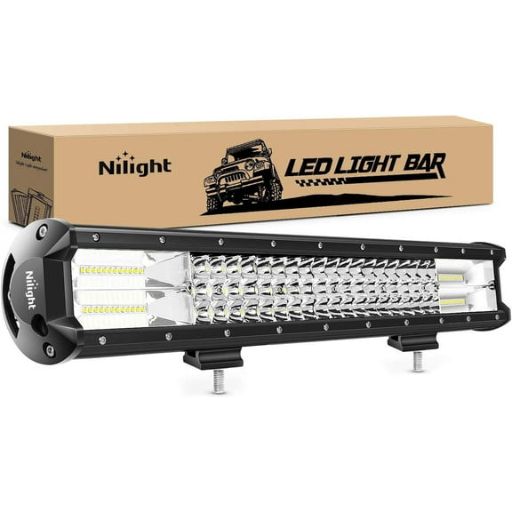 Nilight - 18004C-A LED Light Bar 20Inch 288w Triple Row Flood Spot Combo 28800LM Led Bar Driving Lights Boat Lights Led Road Lights for Trucks, 2 Years