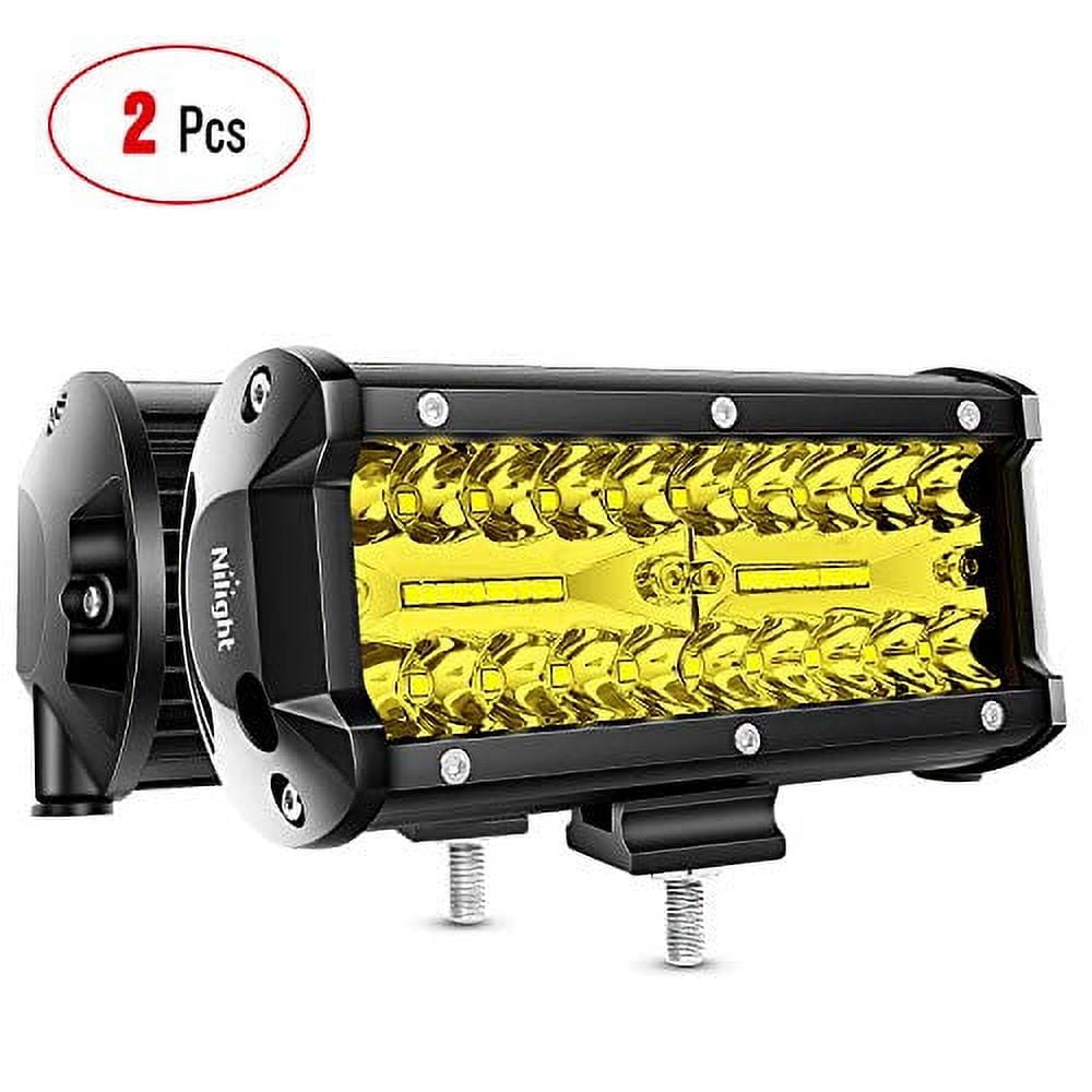 Nilight 18032C-B 6.5Inch Amber 2PCS 6.5 Inch 120W Spot \u0026 Flood Combo BarDriving Waterproof Led Work Light Triple Rows Off-Road Truck Car ATV SUV Jeep Cabin Boat, 2 Years Warranty