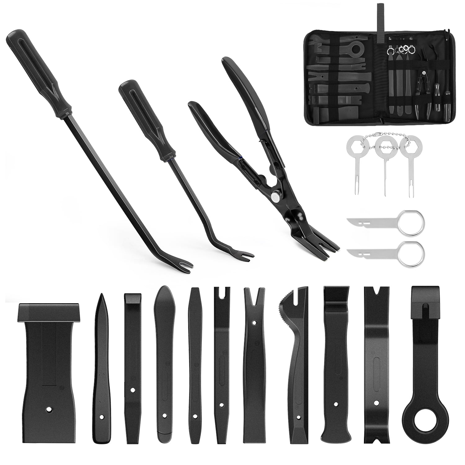 Nilight 19Pcs Trim Removal Tool Set Panel Fastener Clips Removal Automotive Plastic Upholstery Pliers Removal Install Car Tool with Storage Bag for Trim Panel Audio Clip Pliers