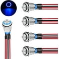 thumbnail image 1 of Nilight 19mm Push Button Switch 5PCS with Pre Wired Harness 12V 24V Stainless Steel Self Locking Latching LED Round Switches SPDT 4Pin Waterproof Metal Switch for Boats Cars Truck, 2 Years Warranty, 1 of 9